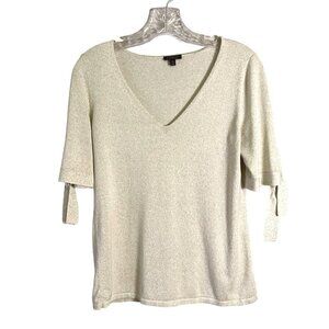 WOMEN'S Talbots Gold Shimmer Sweather with Sleeve Ties Size XS